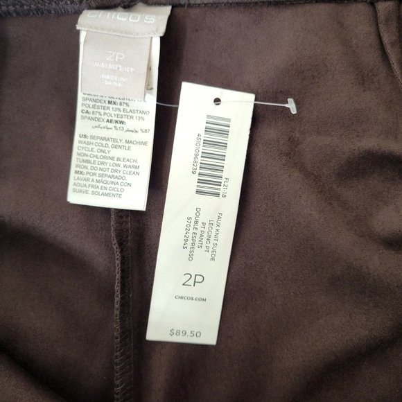 Chico's Faux Suede Brown Leggings Pants New with Tag - Picture 3 of 6